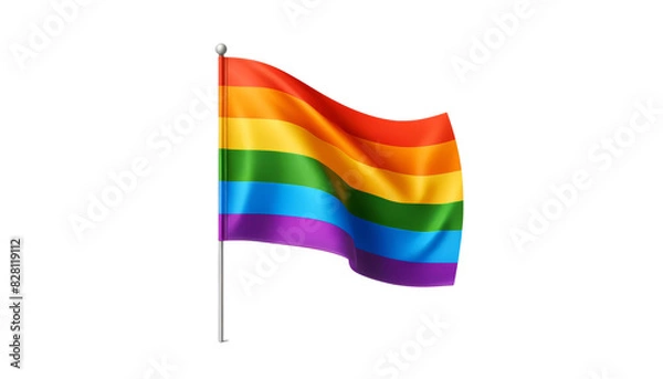 Obraz Colorful rainbow flag waving in the wind, representing LGBTQ+ pride and diversity. A symbol of inclusion, acceptance, and love.