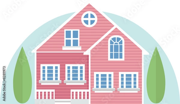 Obraz Pink vector house
