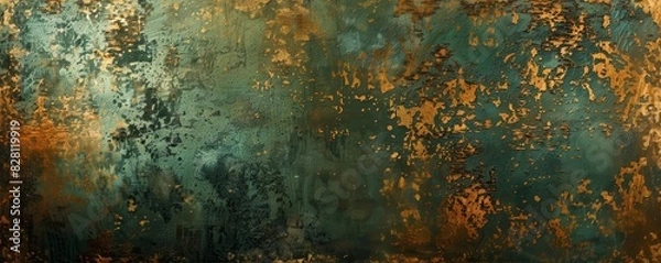 Fototapeta Green grunge wall texture, abstract background