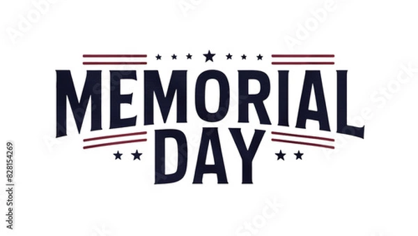 Obraz Memorial day with text isolated on transparent background, Generative ai.