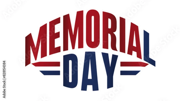 Obraz Memorial day with text isolated on transparent background, Generative ai.