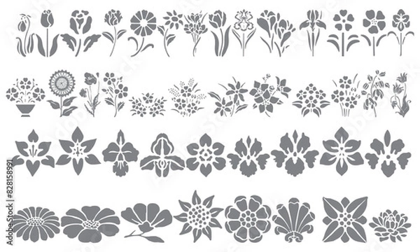 Obraz Flower and bushes icon mega bundle