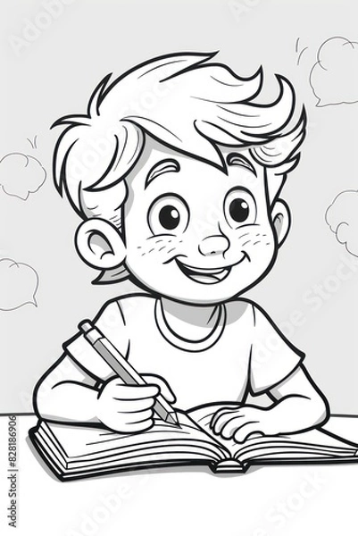 Fototapeta Children's coloring sheets : with the theme of small children learning
