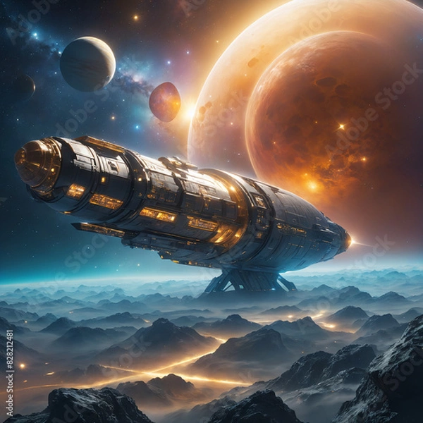 Obraz spaceship and ufo