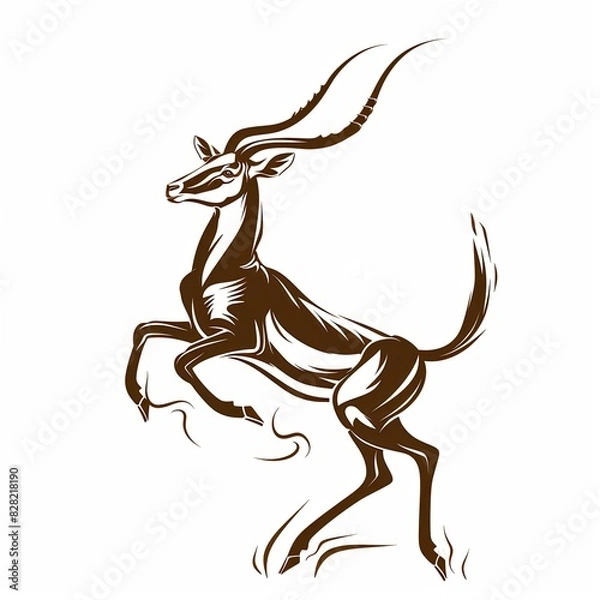 Fototapeta Elegant gazelle leaping gracefully vector white