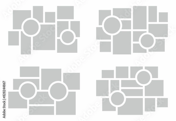 Fototapeta Set Pictures or photos frame collage abstract photo frames and digital photo wall template