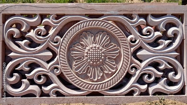 Fototapeta Beautiful craftsmanship on stone, beautiful design on stone, art on stone