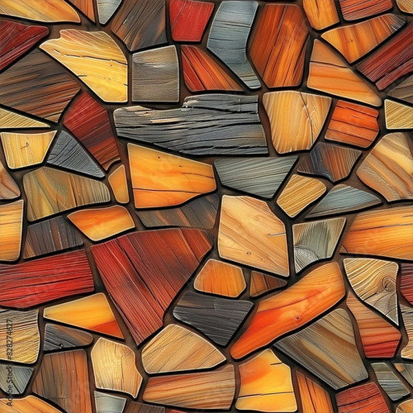 Fototapeta モザイクウッド木目テクスチャパターン