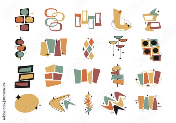 Fototapeta Retro Vintage Mid Century Element Set