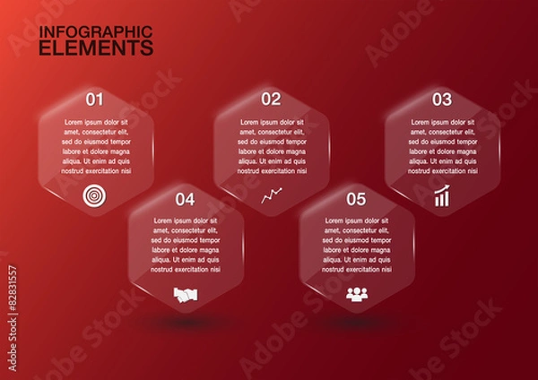Fototapeta hexagon transparent glass for business design,infographics templ