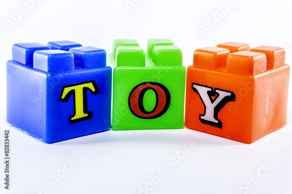 Fototapeta blocks plastic building blocks on white background.