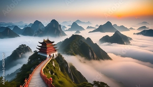 Obraz Minimalist illustration featuring Jiangxi Ai generative 