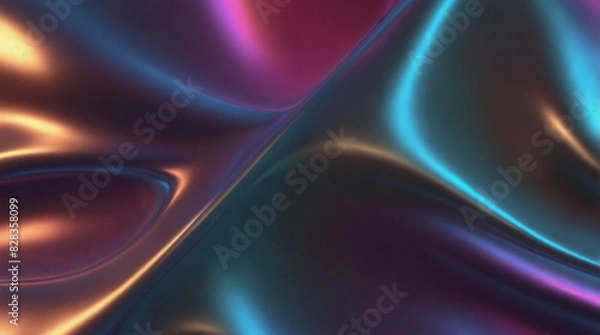 Fototapeta Metal chrome liquid background abstract texture silver gradient 3d pattern design fabric. Liquid metal wave chrome.