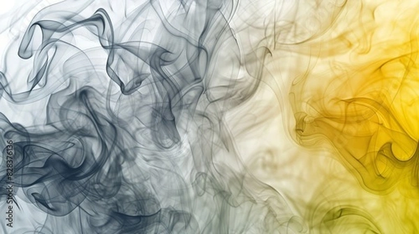Fototapeta Vibrant swirling smoke in gradient transitioning from warm yellows to cool grays for a dynamic effect. High quality photo