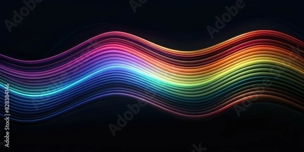 Fototapeta Gradient black background with wavy lines.