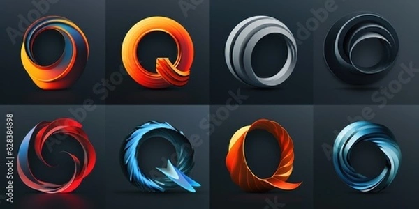 Fototapeta Six vibrant and unique colored swirl designs. Perfect for graphic design projects or backgrounds