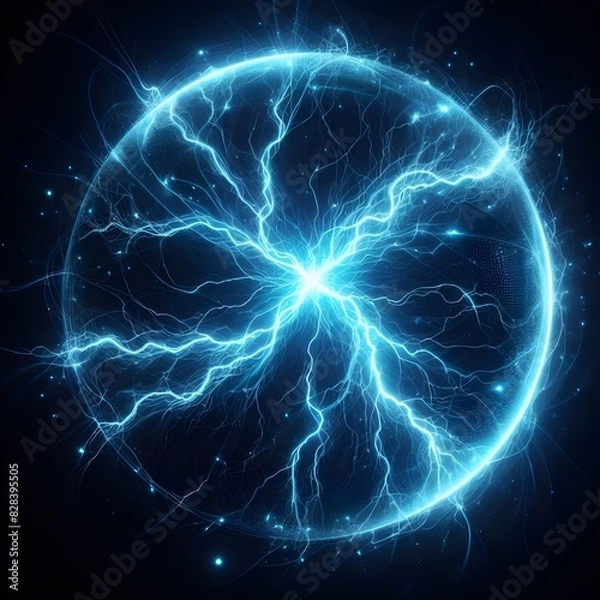 Fototapeta PNG Blue lightning effect, transparent background