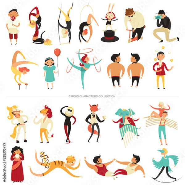 Obraz Circus cartoon characters collection
