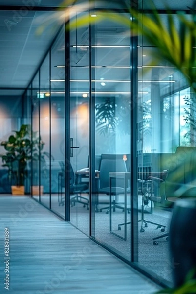 Obraz Blurred image of business people in the lobby of a modern office building