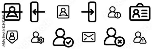 Fototapeta A Collection Of User Profile Isolated Silhouette Solid Icons With Authorization,Access-Control,Security,Avatar,Email Vector Icons Illustration Collection