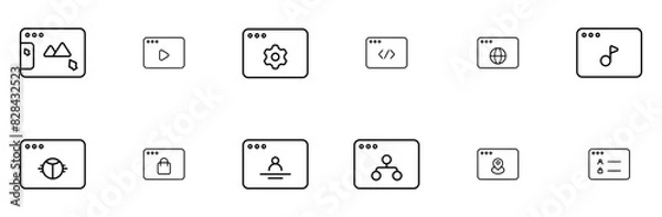 Fototapeta Mega Set Of Vector User Interface Icons Silhouette Vector Logo Design Containing Security,Location,Map,Login,Laptop Vector Illustration Linear Pictogram Pack