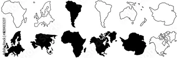 Fototapeta Mega Set Of Vector The World Icons Silhouette Vector Logo Design Containing Latin-America,Country,America,Geography,Continent Vector Icon Set Linear Pictogram Pack