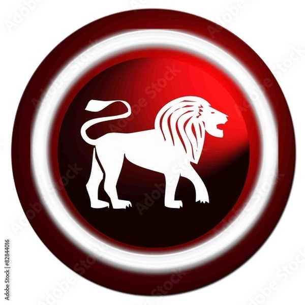 Fototapeta Zodiaque lion rond rouge
