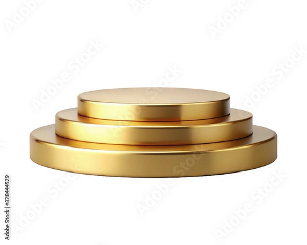 Fototapeta Mini podium in gold color for product presentation on transparent background