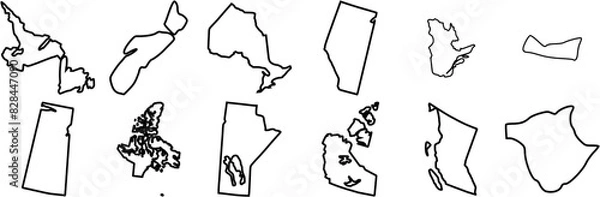 Fototapeta Set Of Canada States Maps Icons Silhouette Vector Logo Design Containing Manitoba,Canadian,State,Map,Nunavut-Map Vector Icons Illustration Collection