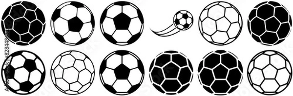 Fototapeta Set Of Linear Ball Icons Collection Isolated Silhouette Solid Icons Including Ball,Soccer,Football,Game,Play Solid Icon Collection. Vector Illustration