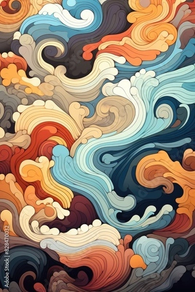 Fototapeta Mesmerizing Whimsical Illustration with Abstract Swirling Patterns