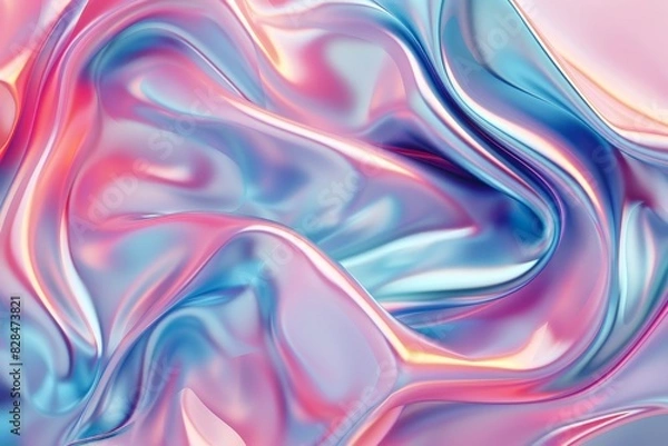 Fototapeta A colorful, flowing fabric with a pink and blue hue