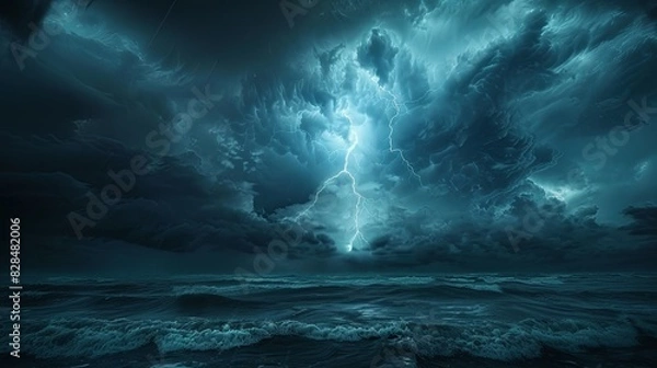 Fototapeta Dramatic Thunderstorm over Ocean