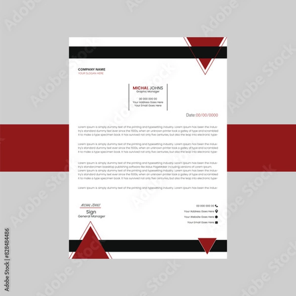 Fototapeta Letterhead Template Layout.

---------------------

RGB color.
A4 size.
1 Page.