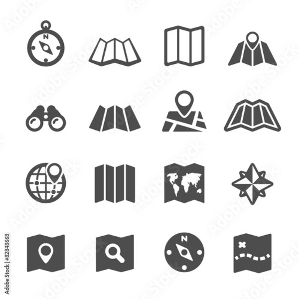 Fototapeta map icon set, vector eps10