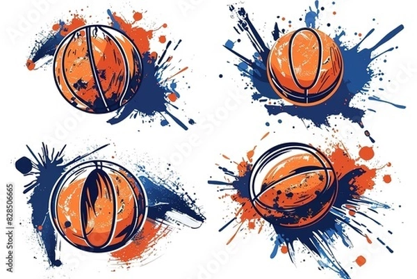 Fototapeta Colorful basket ball with spots and sprays on a white background .
