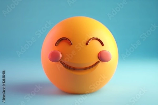 Fototapeta A vibrant 3D clay icon depicting a cute emotion icon with endearing expressions, designed with meticulous attention to detail and lifelike qualities, suitable for enhancing messaging apps and social