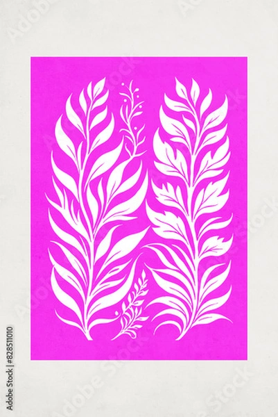 Fototapeta Fashionable illustration in vintage style. Pattern to print for wall decorations. Abstract botanical shapes. Generated by Ai	
