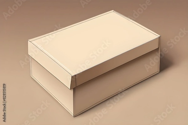 Fototapeta Beige color 2D packaging cardboard box, packaging box mockup, product mockups