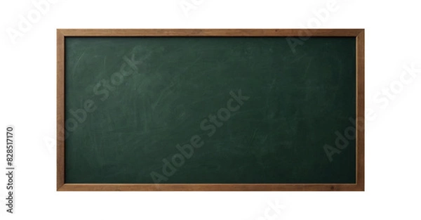 Obraz empty green chalkboard with wooden frame. blank blackboard png isolated on transparent background
