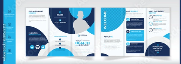 Obraz Creative medical trifold brochure design template layout vector