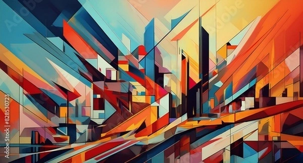 Fototapeta An abstract image that incorporates fragmented elements. Balance legibility and abstraction by varying orientations, integrating seamlessly with other abstract