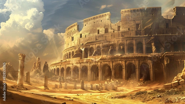 Obraz Legends Unearthed: Exploring the Ancient Coliseum in Desert Solitude