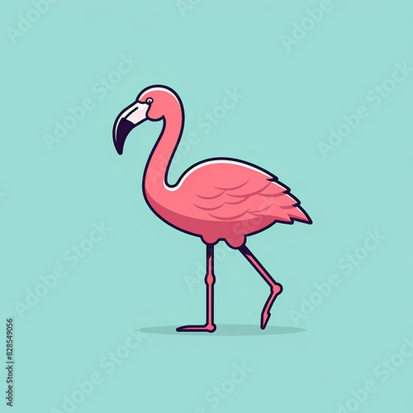 Fototapeta Hopping_Flamingo_Modern_Line_Icon_Vector_Line_Art_Cut