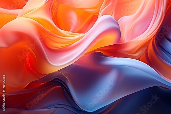 Fototapeta Vibrant abstract wave of red and blue colors creating a fluid, dynamic . Perfect for creative backgrounds and digital design projects.