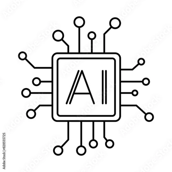 Fototapeta simple linear artificial intelligence icon