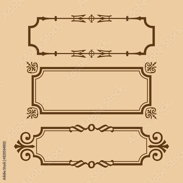 Fototapeta Decorative frames and borders, Set of Decorative vintage frames and borders (B)