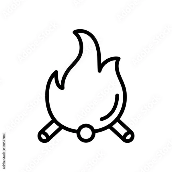 Obraz Bonfire line icon. Camping icon. Camping icon isolated on white background. Transparent background, minimalist symbol. Vector images