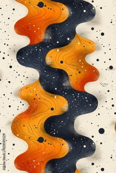 Fototapeta Dynamic Wave of Orange and Black