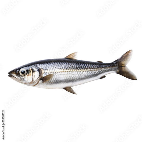 Obraz A fresh sardine fish side view on an isolated background